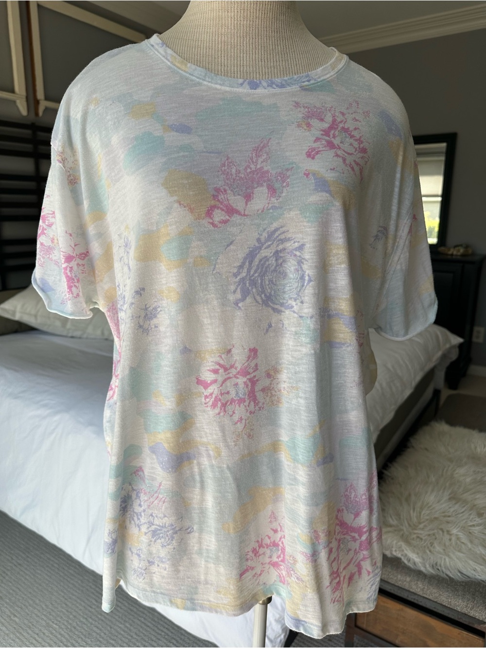We The Free pastel tie-dye cotton blend top, size large